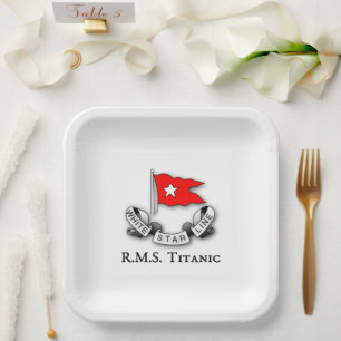 Assiettes En Carton Ligne étoile blanche Titanic RMS