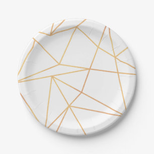 Assiettes En Carton Ligne géométrique or blanc Motif