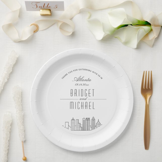 Assiettes En Carton Ligne Skyline Atlanta Deco | Événement Mariage (Mariage)
