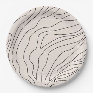 Assiettes En Carton Lignes Abstraites minimales de crème