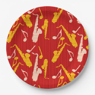 Assiettes En Carton Lignes de saxophone