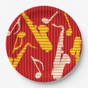 Assiettes En Carton Lignes de saxophone