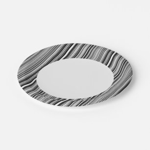 Assiettes En Carton Lignes noires et blanches