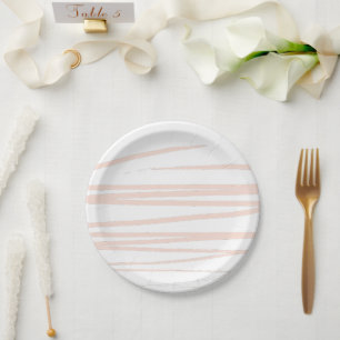 Assiettes En Carton Lignes rose vif modernes Art Abstrait