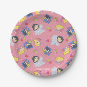 Assiettes En Carton Ligue de Justice Chibi Holiday Motif actuel