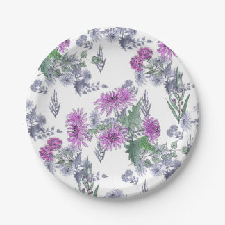 Assiettes En Carton Lilac chrysanthemum , watercolor
