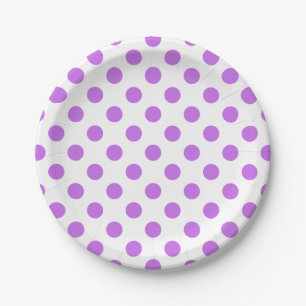 Assiettes En Carton Lilac et pois blancs