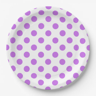 Assiettes En Carton Lilac et pois blancs