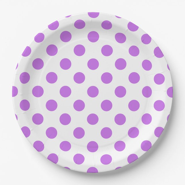 Assiettes En Carton Lilac et pois blancs (Devant)