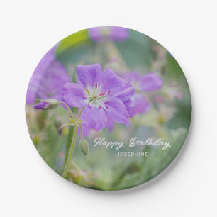 Assiettes En Carton Lilac Geranium Fleur sauvage photo Joyeux annivers