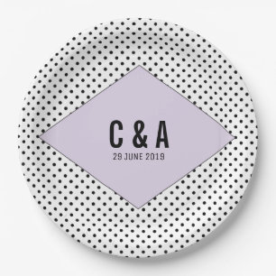 Assiettes En Carton Lilac Mariage Pois moderne