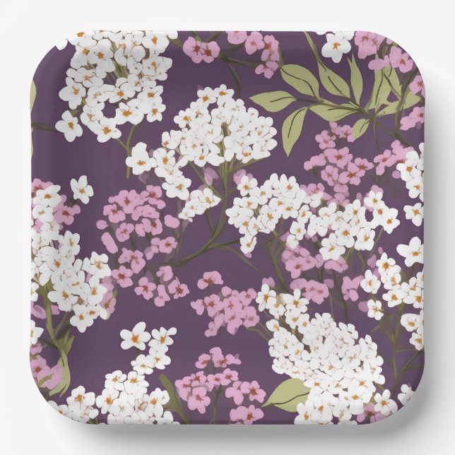 Assiettes En Carton Lilacs Sur Violet (Recto)