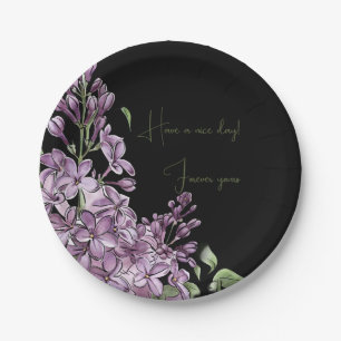 Assiettes En Carton Lilas Violet Élégant Floral Botanique