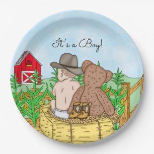 Assiettes En Carton Lil'Cowboy et Teddy Bear Baby shower