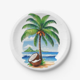 Assiettes En Carton L'île tropicale des Cocotiers