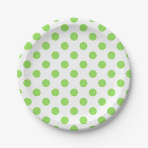 Assiettes En Carton Lime et pois blancs