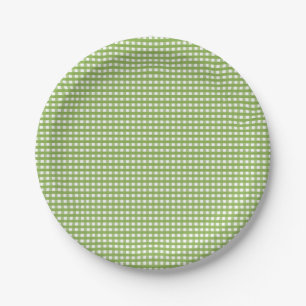 Assiettes En Carton Lime Green à damiers motif