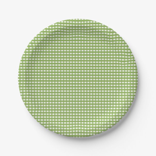 Assiettes En Carton Lime Green à damiers motif (Devant)