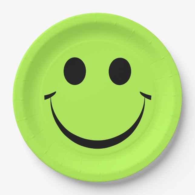 Assiettes En Carton Lime Green Joyeux visage Anniversaire (Devant)