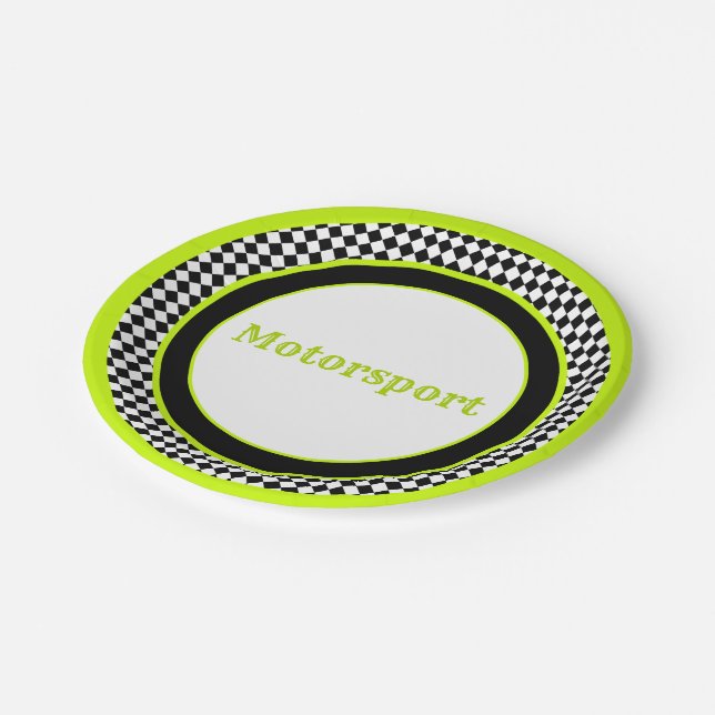 Assiettes En Carton Lime vert noir et blanc (Angle)