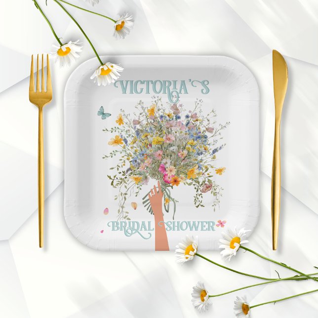 Assiettes En Carton L'immense Fête des mariées de bouquet Fleur sauvag (Créateur téléchargé)