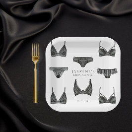 Assiettes En Carton Lingerie Fête des mariées Bachelorette Motif