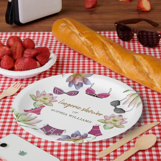 Assiettes En Carton Lingerie Fête des mariées Floral Thème (Pique-nique)