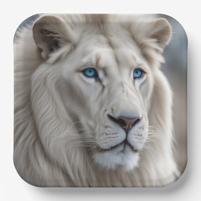 Assiettes En Carton Lion blanc (Recto)
