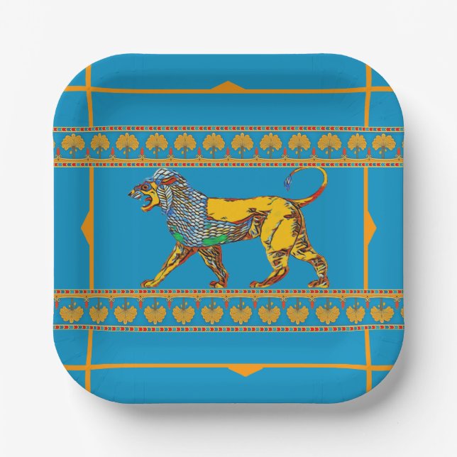 Assiettes En Carton Lion de Babylone plaque de papier (Recto)