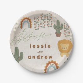 Assiettes En Carton lion de l'ours cactus bois unisex Baby shower