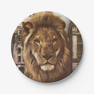 Assiettes En Carton lion en ville
