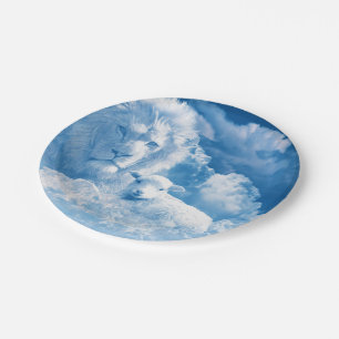 Assiettes En Carton Lion et agneau dans les nuages