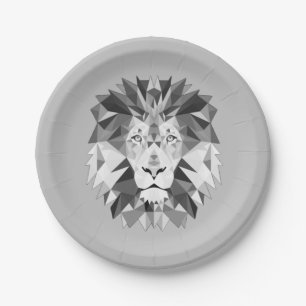 Assiettes En Carton Lion géométrique argenté