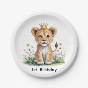 Assiettes En Carton Lion Royal Bébé 1er. Fête d'anniversaire