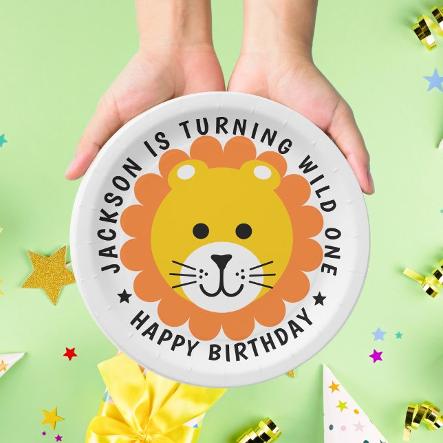 Assiettes En Carton Lion Wild One Jungle Safari Anniversaire de enfant (Créateur téléchargé)