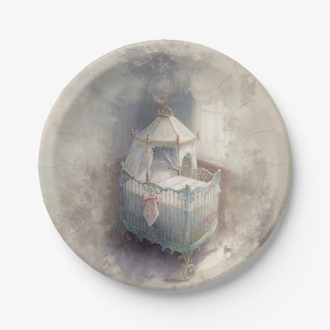 Assiettes En Carton Lit bébé Shabby Chic Blue (Devant)