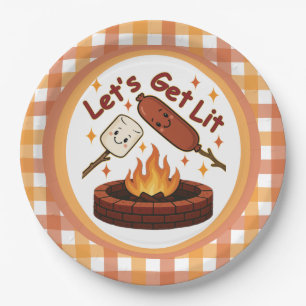 Assiettes En Carton Lit Firepit - mignon Marshmallow & Hot Dog