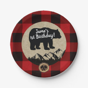 Assiettes En Carton Little Bear Wild One Flannel Lumberjack Anniversai