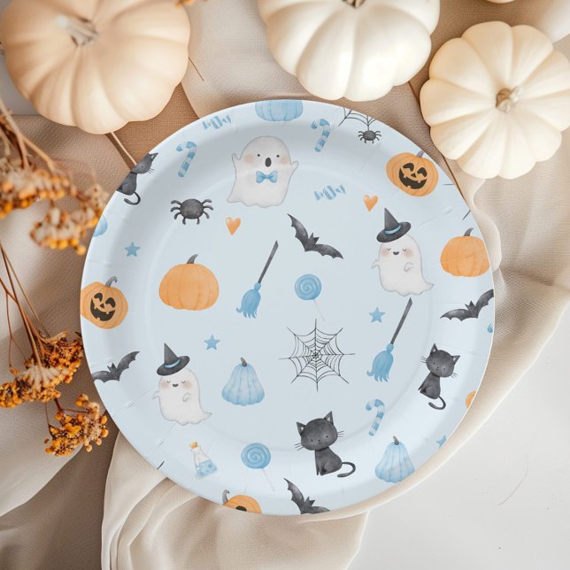 Assiettes En Carton Little Boo est presque dû baby shower bleu (Créateur téléchargé)