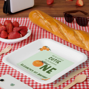 Assiettes En Carton Little Cutie Orange 1er anniversaire