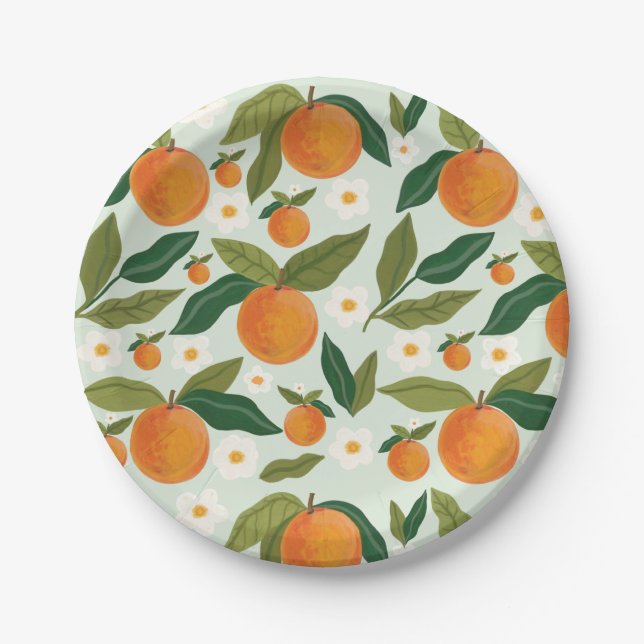 Assiettes En Carton Little Cutie Orange Citrus Premier anniversaire (Devant)