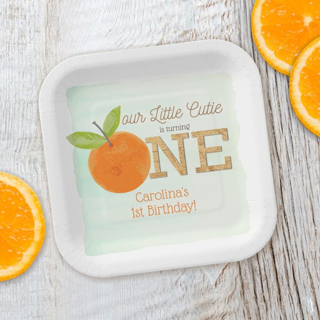 Assiettes En Carton Little Cutie Orange Clementine 1er anniversaire (Créateur téléchargé)