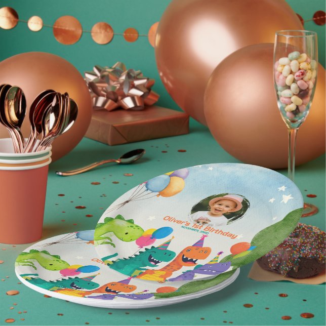 Assiettes En Carton Little Dino 1st Birthday Paper Plate (Multi)