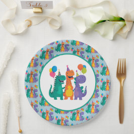 Assiettes En Carton Little Dino 1st Birthday Paper Plate