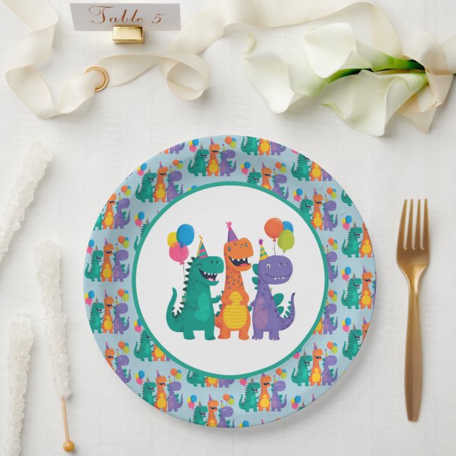 Assiettes En Carton Little Dino 1st Birthday Paper Plate (Mariage)