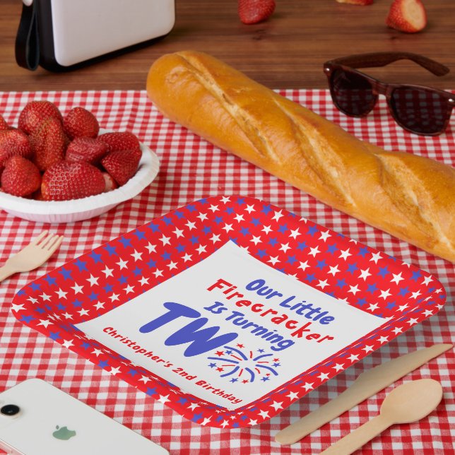 Assiettes En Carton Little Firecracker 2e anniversaire (Pique-nique)