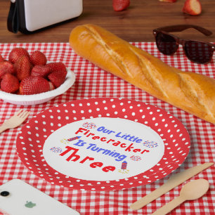 Assiettes En Carton Little Firecracker 3ème anniversaire