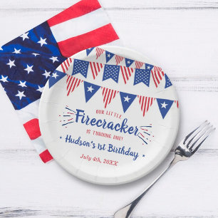 Assiettes En Carton Little Firecracker 4 juillet 1er anniversaire
