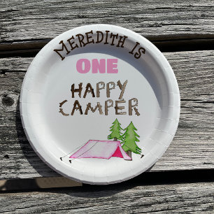 Assiettes En Carton Little Girl One Happy Camper First Birthday Party