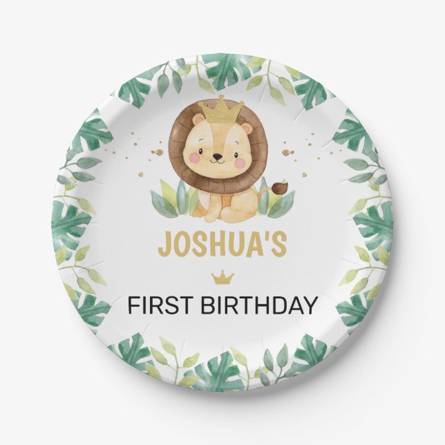 Assiettes En Carton Little King Lion Crown 1er anniversaire (Devant)